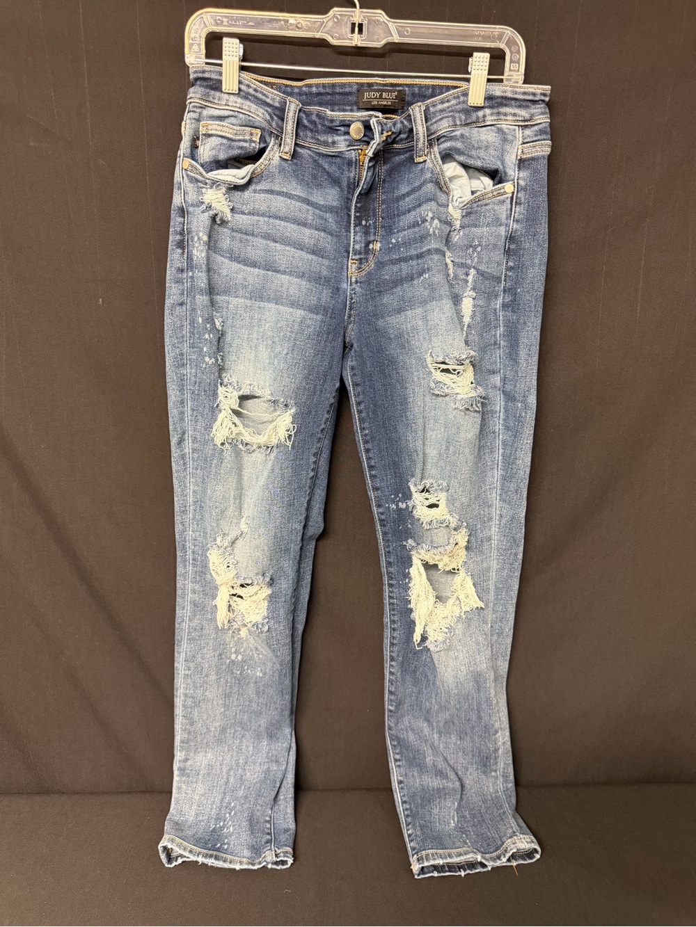 Judy Blue Boyfriend Jeans Size 11/30 Distressed Medium Wash Denim